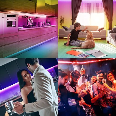 DAYBETTER أضواء الشريط الذكية المتغيرة الألوان مع التحكم عن بعد في التطبيق، مزامنة الموسيقى 5050 RGB لتزيين غرفة النوم، 100 قدم، لفتان بطول 50 قدم in Kuwait