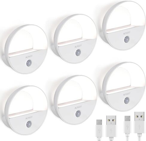 Rechargeable Motion Sensor Night Light, Battery Night Lights LED Cool White Magnetic Stick-on Motion Sensored Hallway Light, with Dusk to Dawn Sensor for Stair, Wall, Bedroom, Bathroom(1 Pack) in Kuwait