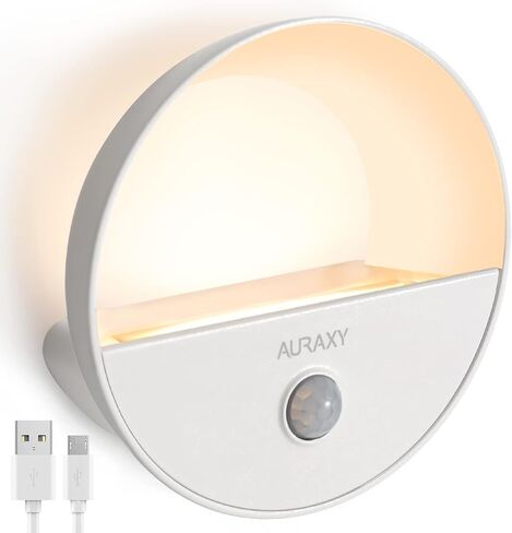 Rechargeable Motion Sensor Night Light, Battery Night Lights LED Cool White Magnetic Stick-on Motion Sensored Hallway Light, with Dusk to Dawn Sensor for Stair, Wall, Bedroom, Bathroom(1 Pack) in Kuwait