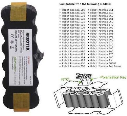 Areotek 4500mAh Extended Life iRobot Roomba Replacement Battery for 500 600 700 800 Series Robots in Kuwait