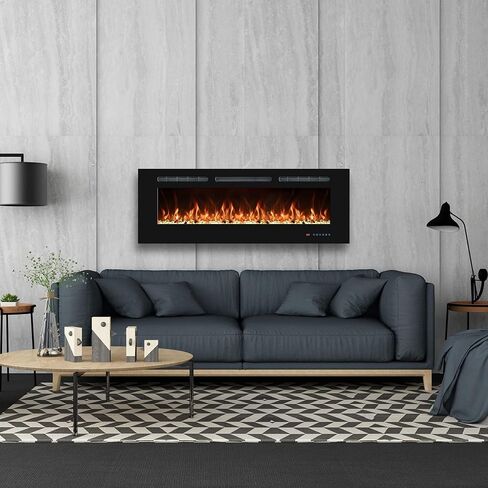 30" Electric Fireplaces Inserts, Recessed & Wall-Mounted Fireplace Heater with Thermostat, Multicolor Flames,Timer, Log & Crystal, 750/1500W in Kuwait