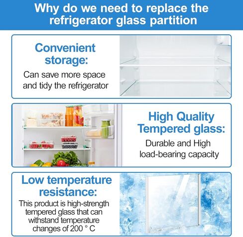 رف زجاجي للفريزر W11130202 مطور مقاس 11.69 بوصة × 11.37 بوصة متوافق مع ثلاجة الدوامة WRS571CIHZ04 سلسلة WRS571، WPW10527848 AP6262439 W10773886 جزء استبدال رف الثلاجة الزجاجي المقسى in Kuwait