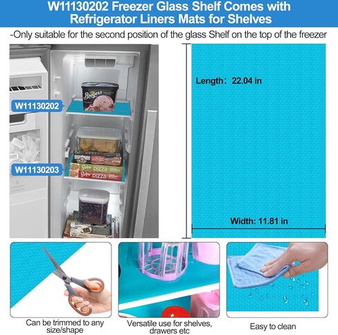 رف زجاجي للفريزر W11130202 مطور مقاس 11.69 بوصة × 11.37 بوصة متوافق مع ثلاجة الدوامة WRS571CIHZ04 سلسلة WRS571، WPW10527848 AP6262439 W10773886 جزء استبدال رف الثلاجة الزجاجي المقسى in Kuwait