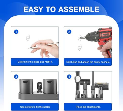 LANMU Wall Mount Accessory Holder Compatible with Shark IX141 IZ462H IZ483H IZ163H IZ363HT IZ361H Pet Cordless Stick Vacuum Cleaner, D Shape Attachment Organizer Tool Storage in Saudi Arabia