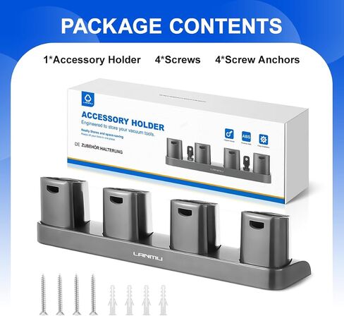 LANMU Wall Mount Accessory Holder Compatible with Shark IX141 IZ462H IZ483H IZ163H IZ363HT IZ361H Pet Cordless Stick Vacuum Cleaner, D Shape Attachment Organizer Tool Storage in Saudi Arabia