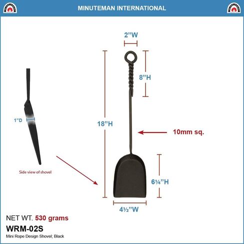 Minuteman International Rope Handle Single Shovel Fireplace Tool, Mini 18-in, Black in Kuwait
