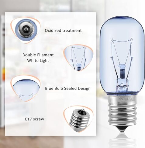 PANDEELS 2 Pack 297048600 241552802 لمبة إضاءة الثلاجة E17 40W مناسبة لفريزر الثلاجة Frigidiare Kemnore Electorlux - يستبدل 7297048600، 1056577، AP3770086، PS976993، EAP976993، أبيض ناعم in Kuwait