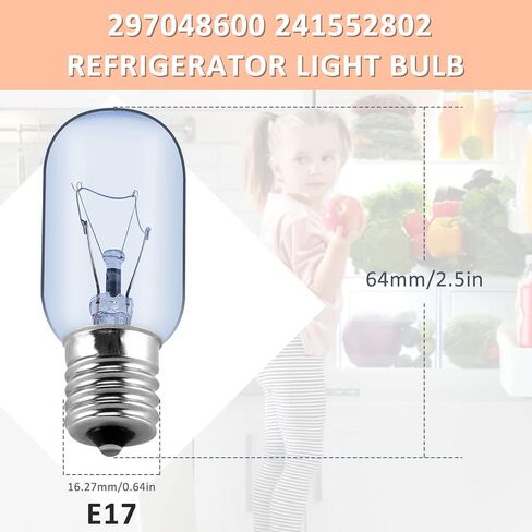 PANDEELS 2 Pack 297048600 241552802 لمبة إضاءة الثلاجة E17 40W مناسبة لفريزر الثلاجة Frigidiare Kemnore Electorlux - يستبدل 7297048600، 1056577، AP3770086، PS976993، EAP976993، أبيض ناعم in Kuwait