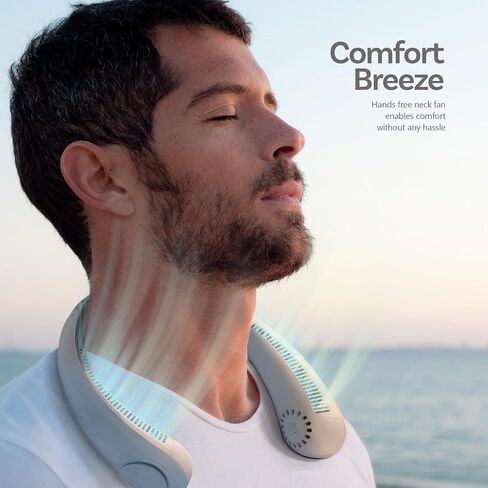 NEXAIR Portable Neck Fan - 3 Speed Rechargeable Bladeless Neck Cooler, Quality Comfortable Lightweight, Personal Neck Fan For Women & Men Modern Design, Great Cooling Fan For Travel, Outdoors & Sports in Saudi Arabia
