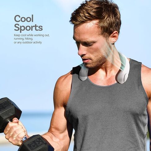 NEXAIR Portable Neck Fan - 3 Speed Rechargeable Bladeless Neck Cooler, Quality Comfortable Lightweight, Personal Neck Fan For Women & Men Modern Design, Great Cooling Fan For Travel, Outdoors & Sports in Saudi Arabia