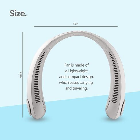 NEXAIR Portable Neck Fan - 3 Speed Rechargeable Bladeless Neck Cooler, Quality Comfortable Lightweight, Personal Neck Fan For Women & Men Modern Design, Great Cooling Fan For Travel, Outdoors & Sports in Saudi Arabia
