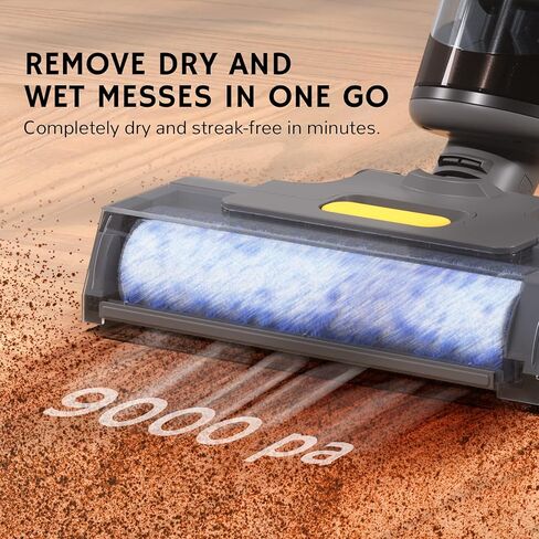 مكنسة كهربائية ذكية لاسلكية للاستخدام الرطب والجاف من ايرثيريال، مكنسة كهربائية لاسلكية للارضيات الصلبة الكل في واحد مع تنظيف ذاتي، مساعد صوتي ذكي مع بكرة فرشاة وفلتر اضافية، فاكتيد V1 رمادي in Kuwait