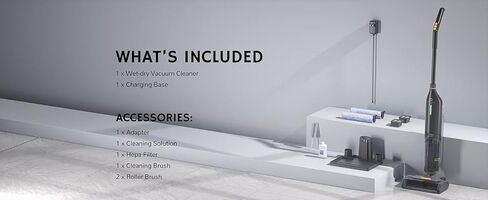 مكنسة كهربائية ذكية لاسلكية للاستخدام الرطب والجاف من ايرثيريال، مكنسة كهربائية لاسلكية للارضيات الصلبة الكل في واحد مع تنظيف ذاتي، مساعد صوتي ذكي مع بكرة فرشاة وفلتر اضافية، فاكتيد V1 رمادي in Kuwait