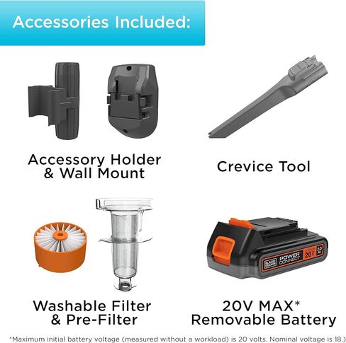 بيوند من بلاك اند ديكر مكنسة كهربائية اكستريم 20 فولت ماكس، ابيض (BSV2020WAPB)، رمادي in Kuwait