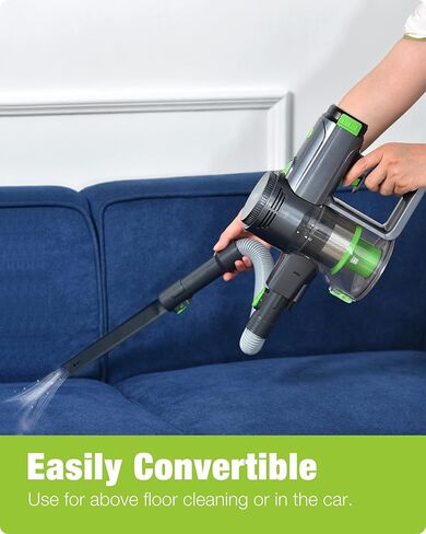 daski Cordless Vacuum Cleaner - 23KPa Powerful Suction for Pet Family, 8 in 1 D10 Green Stick Vacuum for Carpet, Hard Floor & Pet Hair, Wall-Mounted Dock, Lightweight in Saudi Arabia