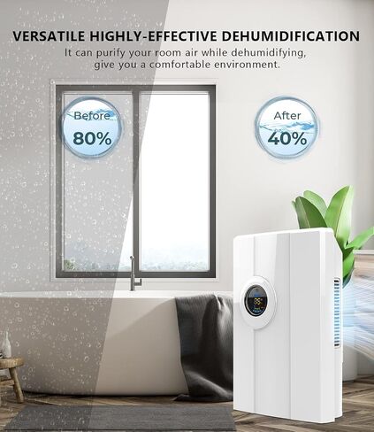 BCJJ Portable Dehumidifiers for Home, 68 OZ Quiet Small Dehumidifier With Drain Hose, Auto Shut Off, 24H Timer, Rapid Dehumidification & Custom Humidity Control Dehumidifiers for Bathroom, Bedroom, RV in Saudi Arabia