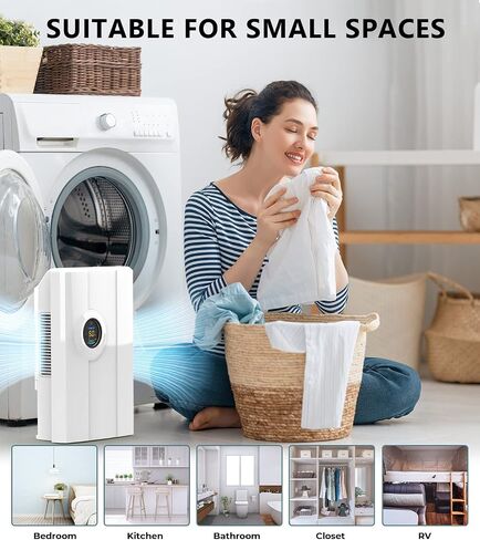 BCJJ Portable Dehumidifiers for Home, 68 OZ Quiet Small Dehumidifier With Drain Hose, Auto Shut Off, 24H Timer, Rapid Dehumidification & Custom Humidity Control Dehumidifiers for Bathroom, Bedroom, RV in Saudi Arabia