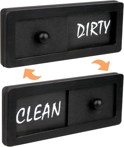 علامة مغناطيسية متسخة نظيفة لغسالة الأطباق، علامة خشبية نظيفة متسخة لغسالة الأطباق، علامات نظيفة وقذرة لغسالات أطباق المطبخ، شريحة مغناطيسية لغسالة الأطباق مقاومة للخدش (أسود) in Kuwait