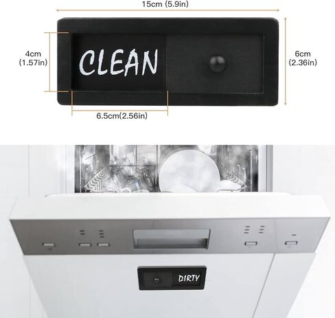 علامة مغناطيسية متسخة نظيفة لغسالة الأطباق، علامة خشبية نظيفة متسخة لغسالة الأطباق، علامات نظيفة وقذرة لغسالات أطباق المطبخ، شريحة مغناطيسية لغسالة الأطباق مقاومة للخدش (أسود) in Kuwait