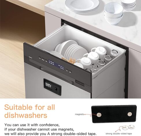 علامة مغناطيسية متسخة نظيفة لغسالة الأطباق، علامة خشبية نظيفة متسخة لغسالة الأطباق، علامات نظيفة وقذرة لغسالات أطباق المطبخ، شريحة مغناطيسية لغسالة الأطباق مقاومة للخدش (أسود) in Kuwait