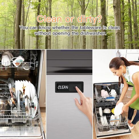 علامة مغناطيسية متسخة نظيفة لغسالة الأطباق، علامة خشبية نظيفة متسخة لغسالة الأطباق، علامات نظيفة وقذرة لغسالات أطباق المطبخ، شريحة مغناطيسية لغسالة الأطباق مقاومة للخدش (أسود) in Kuwait