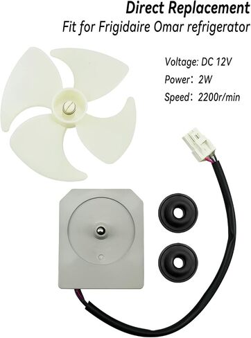 KBL-48ZWT05-1202A Refrigerator Evaporator Fan Motor Assembly with Fan Blade DC 12V 2W 2200r/min Fit for Magic Chef Frigidaire 5304518492 3059900004 in Saudi Arabia