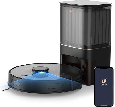 مكنسة Verefa Robot ذاتية التفريغ، سعة تصل إلى 70 يومًا، ملاحة LiDAR، مكنسة روبوتية وقت تشغيل 270 دقيقة، شفط 3000 باسكال، رسم الخرائط الذكية، كشف السجاد، تعمل مع التطبيق وأليكسا، مثالية للسجاد in Kuwait