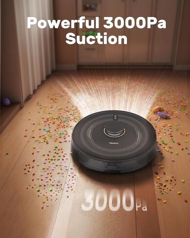 مكنسة Verefa Robot ذاتية التفريغ، سعة تصل إلى 70 يومًا، ملاحة LiDAR، مكنسة روبوتية وقت تشغيل 270 دقيقة، شفط 3000 باسكال، رسم الخرائط الذكية، كشف السجاد، تعمل مع التطبيق وأليكسا، مثالية للسجاد in Kuwait