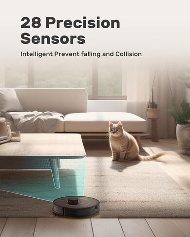 مكنسة Verefa Robot ذاتية التفريغ، سعة تصل إلى 70 يومًا، ملاحة LiDAR، مكنسة روبوتية وقت تشغيل 270 دقيقة، شفط 3000 باسكال، رسم الخرائط الذكية، كشف السجاد، تعمل مع التطبيق وأليكسا، مثالية للسجاد in Kuwait