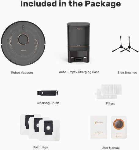 مكنسة Verefa Robot ذاتية التفريغ، سعة تصل إلى 70 يومًا، ملاحة LiDAR، مكنسة روبوتية وقت تشغيل 270 دقيقة، شفط 3000 باسكال، رسم الخرائط الذكية، كشف السجاد، تعمل مع التطبيق وأليكسا، مثالية للسجاد in Kuwait