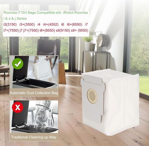 6 Pack Vacuum Bags for iRobot Roomba i & s & j Series i7, i7+, i7Plus, i8, i8+, i3, i3+, i4, i4+, i6, i6+, j7, j7+, s9, s9+, s9Plus Clean Base Automatic Dirt Disposal Bags in Saudi Arabia