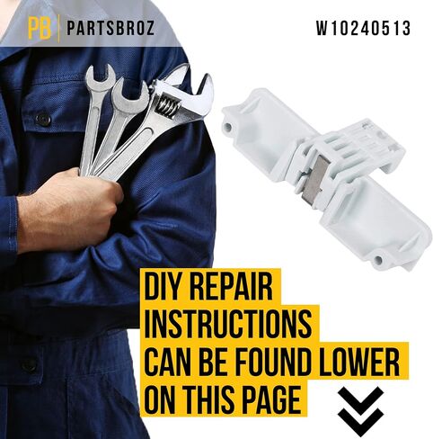 WPW10240513 W10240513 ضربة باب الغسالة [تتضمن نصائح DIY] من PartsBroz - أجزاء غسالة Whirlpool Kenmore Maytag المتوافقة - تحل محل AP6017583 PS11750882 - مناسبة تمامًا للغسالات ذات التحميل العلوي in Saudi Arabia