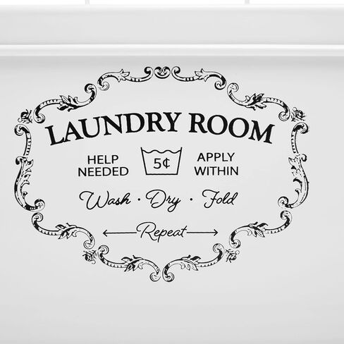 حاوية تنظيف الغسيل من ناين رويال - صندوق تخزين مزخرف لغرفة الغسيل - ديكور غرفة الغسيل - نمط عتيق - صندوق معدني مع علامة حروف كلاسيكية، لمسة نهائية معتقة، مغرفة قياس in Kuwait