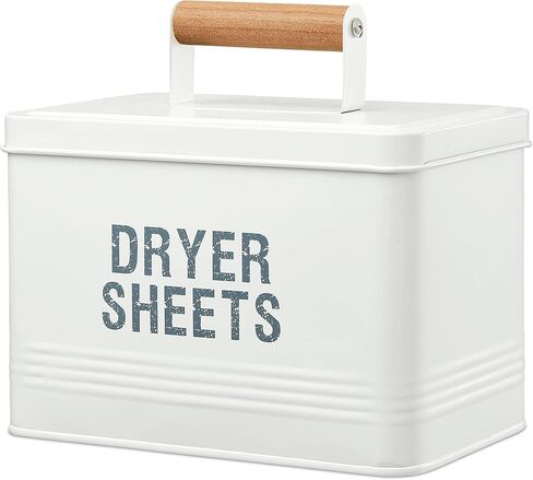 حامل ملاءة مجفف مونجيتا، حاوية ملاءة تجفيف معدنية، موزع ملاءة تجفيف حديث مع غطاء لديكور غرفة الغسيل، حامل ملاءة الغسيل لتخزين غرفة الغسيل، صندوق ملاءة المجفف (أبيض) in Kuwait