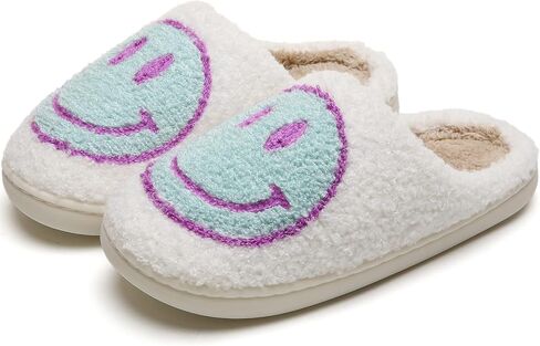 ALEENLA Smile Face Slippers For Women Fuzzy Mens House Preppy Pillow Slides Bedroom Indoor And Outdoor Shoes in Saudi Arabia