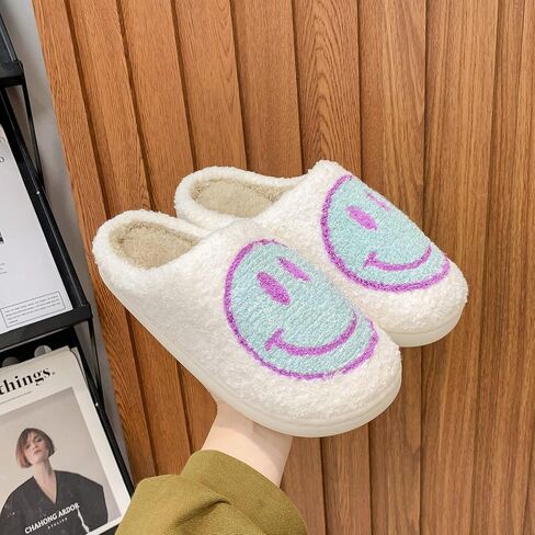 ALEENLA Smile Face Slippers For Women Fuzzy Mens House Preppy Pillow Slides Bedroom Indoor And Outdoor Shoes in Saudi Arabia