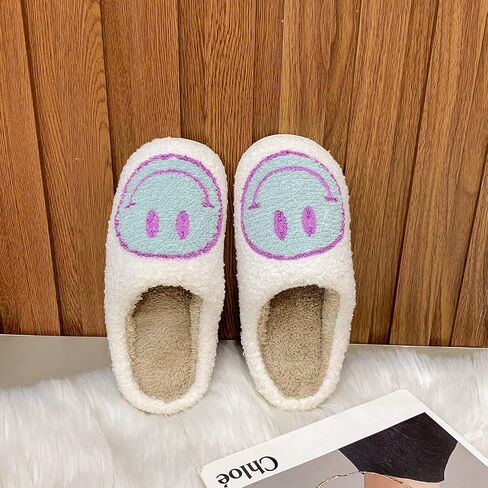 ALEENLA Smile Face Slippers For Women Fuzzy Mens House Preppy Pillow Slides Bedroom Indoor And Outdoor Shoes in Saudi Arabia