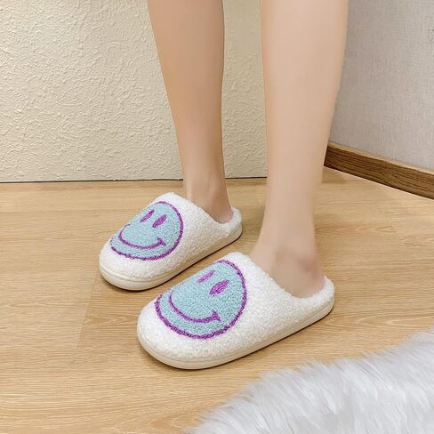 ALEENLA Smile Face Slippers For Women Fuzzy Mens House Preppy Pillow Slides Bedroom Indoor And Outdoor Shoes in Saudi Arabia