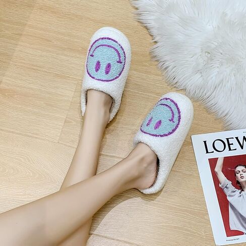 ALEENLA Smile Face Slippers For Women Fuzzy Mens House Preppy Pillow Slides Bedroom Indoor And Outdoor Shoes in Saudi Arabia