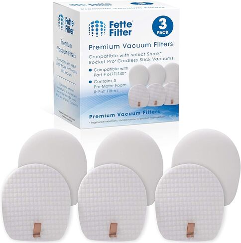 فلتر Fette - مرشحات لباد ورغوة ما قبل المحرك متوافقة مع مكانس Shark IX140، IX141، IZ140، IZ142، IZ162H، UZ145 Rocket Pro اللاسلكية. قارن بالجزء رقم 617FJ140. حزمة من 3 in Kuwait