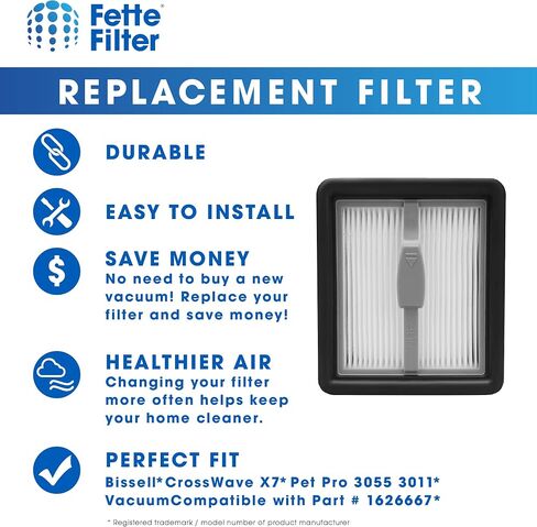 Fette Filter - 3350 Hepa Filter Replacement Compatible with Bissell Crosswave X7 Wet Dry Vac Model Number 3276A 3279 3277 3011 3055 Compare to Part Number 3350 Pack of 4 in Saudi Arabia