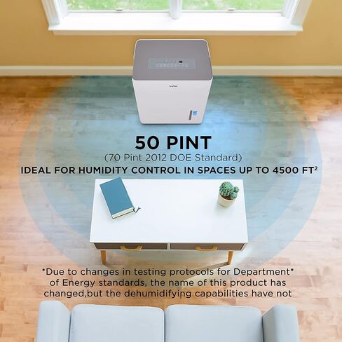 إيفيشن 1,500 قدم مربع. جهاز إزالة الرطوبة من Ft Energy Star، جهاز إزالة الرطوبة بضاغط كبير السعة للغرف الكبيرة جدًا والأقبية مع موصل خرطوم الصرف المستمر، والتحكم في الرطوبة، والإغلاق التلقائي وإعادة التشغيل in Kuwait