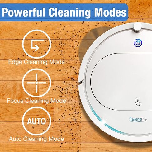 سيرين لايف مكنسة كهربائية روبوتية ذكية مع جهاز تحكم عن بعد، مكنسة روبوتية ذكية لتنظيف الارضيات مع ممسحة جافة لتنظيف السجاد المنزلي والخشب الصلب وشعر الحيوانات الاليفة، ابيض، 1 in Saudi Arabia