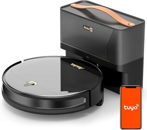 اسوكا مكنسة كهربائية روبوتية ذاتية التفريغ 3 في 1، مكنسة وممسحة روبوتية بقاعدة فارغة ذاتية بدون كيس، شفط قوي، ملاحة جيروسكوبية، تعمل مع تطبيق اليكسا وواي فاي للسجاد وشعر الحيوانات الاليفة والارضيات in Kuwait