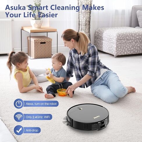 اسوكا مكنسة كهربائية روبوتية ذاتية التفريغ 3 في 1، مكنسة وممسحة روبوتية بقاعدة فارغة ذاتية بدون كيس، شفط قوي، ملاحة جيروسكوبية، تعمل مع تطبيق اليكسا وواي فاي للسجاد وشعر الحيوانات الاليفة والارضيات in Kuwait