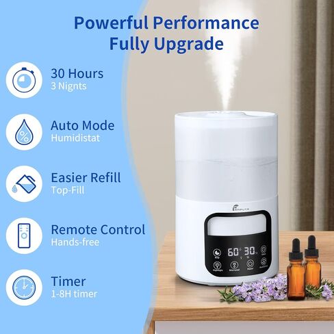 Cool Mist Humidifier for Bedroom, FAMPUTR 3.5L Ultrasonic Humidifiers for Baby, Desk, Plants, Large Room, Top Fill Humidifier with Remote Control, 7 Color Night Light, Sleep Mode, Quiet, 8H Timer in Saudi Arabia