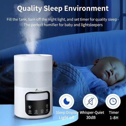 Cool Mist Humidifier for Bedroom, FAMPUTR 3.5L Ultrasonic Humidifiers for Baby, Desk, Plants, Large Room, Top Fill Humidifier with Remote Control, 7 Color Night Light, Sleep Mode, Quiet, 8H Timer in Saudi Arabia
