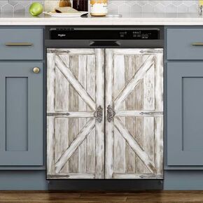 Wood Door Effect Dishwasher Magnet Cover, Creative Kitchen Appliances Panel Decorate Refrigerator Front Door Magnets Decals 23inch W x 17inch H
