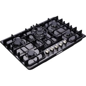 Hotfield 30 بوصة موقد غاز من الفولاذ المقاوم للصدأ 5 شعلات موقد غاز مزدوج الوقود NG / LPG موقد غاز قابل للتحويل أعلى HF57013B الفولاذ المقاوم للصدأ