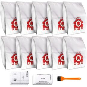 10 PCS Replacement Compatible AirClean 3D Efficiency Dust Bag for Miele FJM,CompactC2,S241-256i,S290,S300i,S578,S700,S4,S6,Series Canister Vacuum Cleaner Replaces Part # 10123220(10 Bags & 2 Filters) in Saudi Arabia